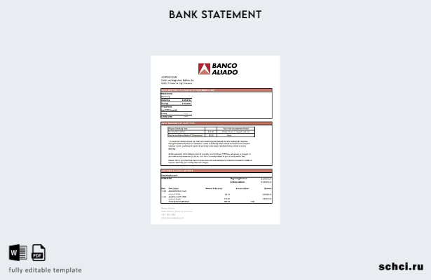цифровая загрузка шаблона Excel банковской выписки Panama Banco Aliado